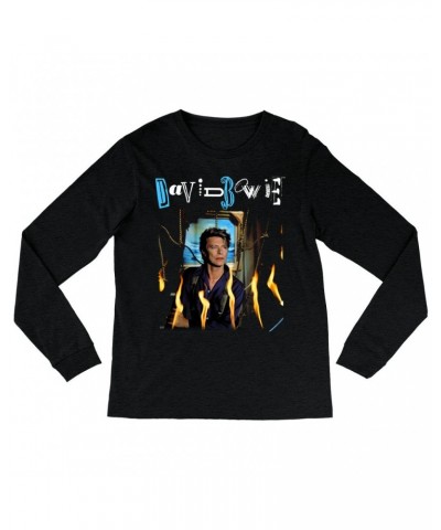 $14.68 David Bowie Heather Long Sleeve Shirt | Never Let Me Down Album Photo And Logo Shirt Shirts