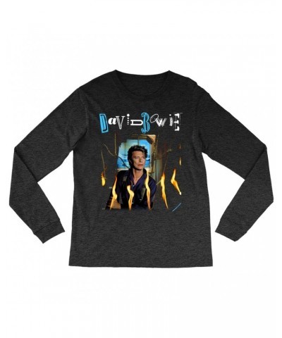 $14.68 David Bowie Heather Long Sleeve Shirt | Never Let Me Down Album Photo And Logo Shirt Shirts