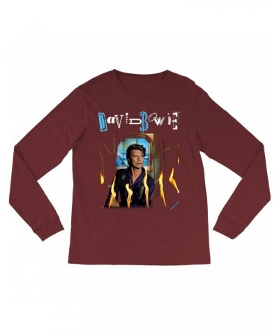 $14.68 David Bowie Heather Long Sleeve Shirt | Never Let Me Down Album Photo And Logo Shirt Shirts