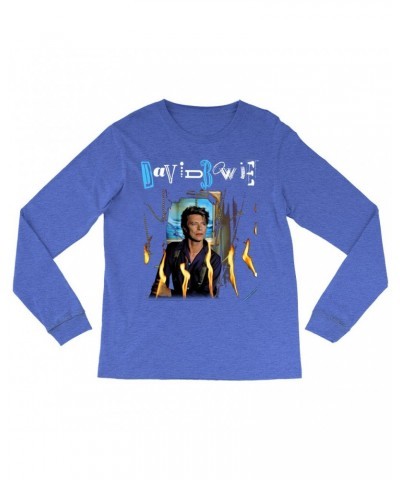 $14.68 David Bowie Heather Long Sleeve Shirt | Never Let Me Down Album Photo And Logo Shirt Shirts