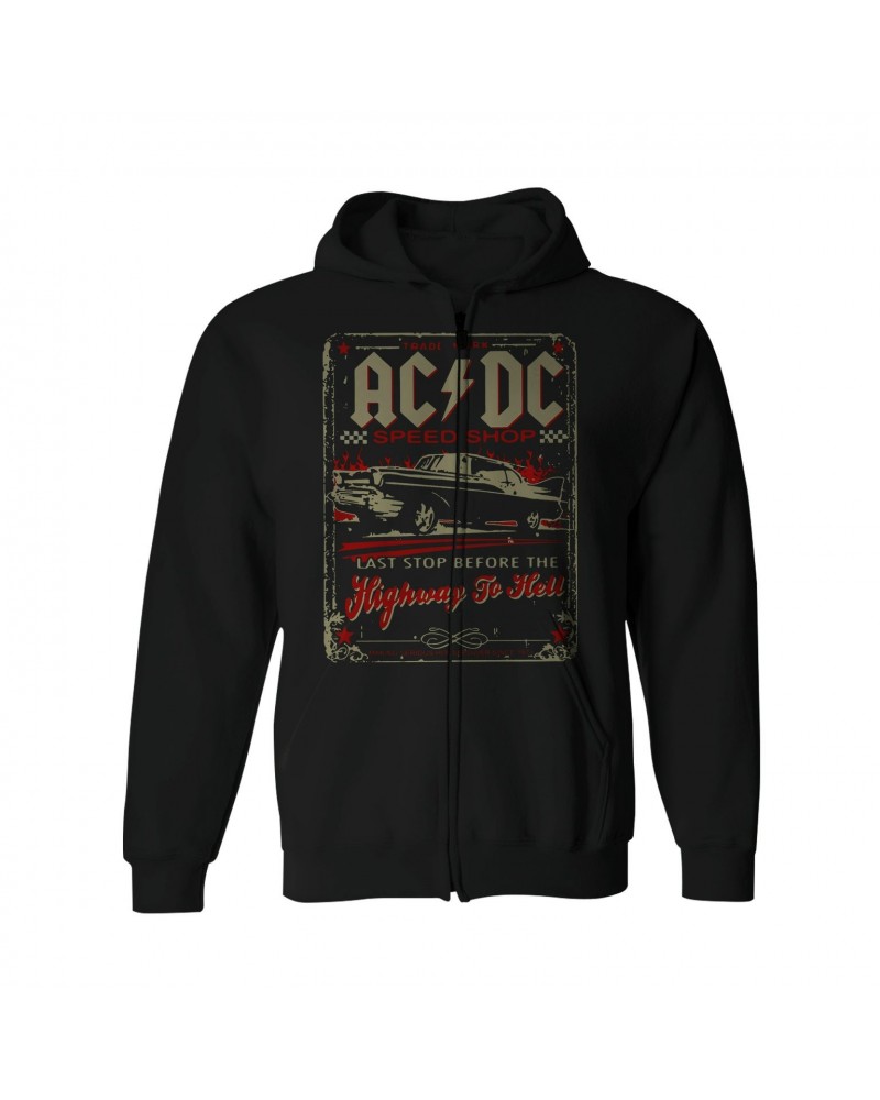 $16.30 AC/DC Zip-Up Hoodie | Speed Shop Highway To Hell Hoodie Sweatshirts