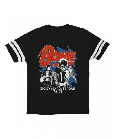 $16.48 David Bowie T-Shirt | Diamond Dogs Tour 1974 Distressed Football Shirt Shirts