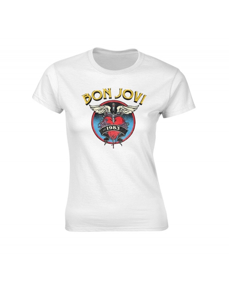 $11.95 Bon Jovi Women's T Shirt - Heart '83 Shirts