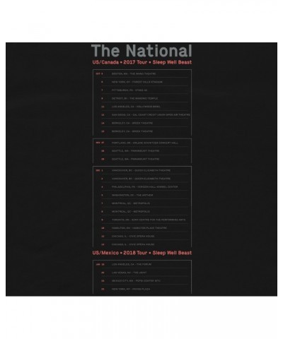 $2.40 The National North American 2017/2018 Tour T-Shirt Shirts