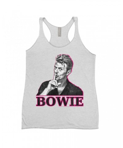 $11.58 David Bowie Ladies' Tank Top | Black And White In Pink Photo Shirt Shirts