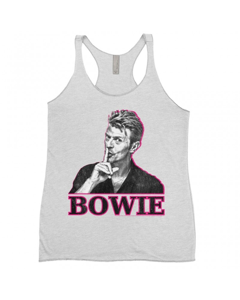 $11.58 David Bowie Ladies' Tank Top | Black And White In Pink Photo Shirt Shirts