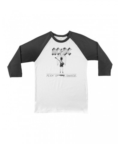 $9.58 AC/DC 3/4 Sleeve Baseball Tee | Flick Of The Switch Album Sketch Shirt Shirts