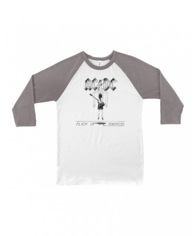 $9.58 AC/DC 3/4 Sleeve Baseball Tee | Flick Of The Switch Album Sketch Shirt Shirts