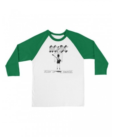 $9.58 AC/DC 3/4 Sleeve Baseball Tee | Flick Of The Switch Album Sketch Shirt Shirts