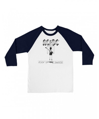 $9.58 AC/DC 3/4 Sleeve Baseball Tee | Flick Of The Switch Album Sketch Shirt Shirts