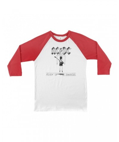 $9.58 AC/DC 3/4 Sleeve Baseball Tee | Flick Of The Switch Album Sketch Shirt Shirts