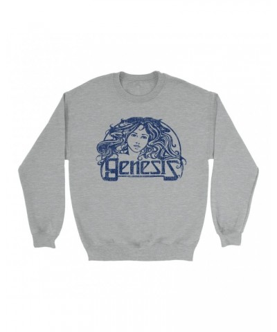 $12.93 Genesis Sweatshirt | Navy Vintage Art Nouveau Logo Distressed Sweatshirt Sweatshirts