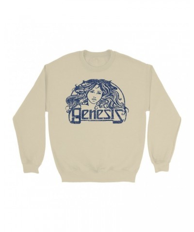 $12.93 Genesis Sweatshirt | Navy Vintage Art Nouveau Logo Distressed Sweatshirt Sweatshirts