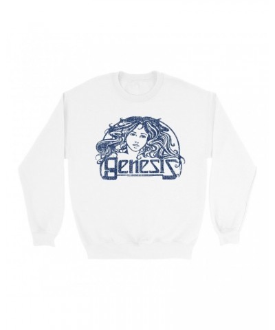 $12.93 Genesis Sweatshirt | Navy Vintage Art Nouveau Logo Distressed Sweatshirt Sweatshirts