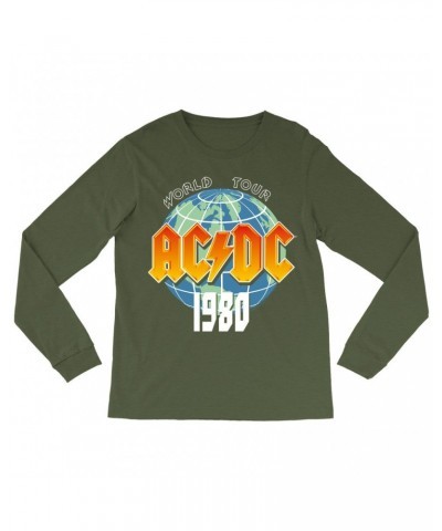 $10.48 AC/DC Long Sleeve Shirt | 1980 Globe World Tour Shirt Shirts