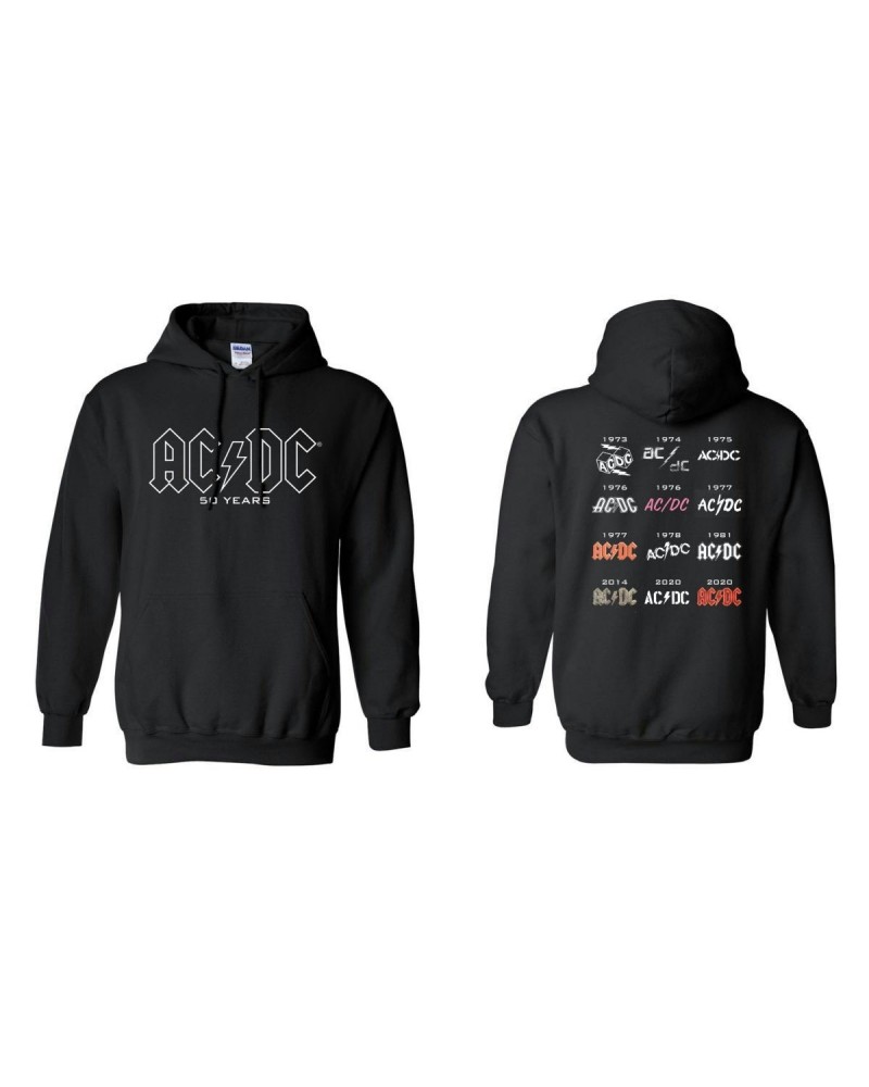 $37.60 AC/DC 50 Years of AC/DC Logos Hoodie Sweatshirts