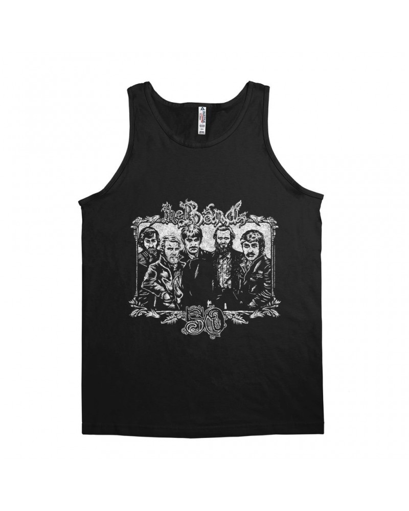 $12.48 The Band Unisex Tank Top | 50th Anniversary Logo White Distressed Shirt Shirts