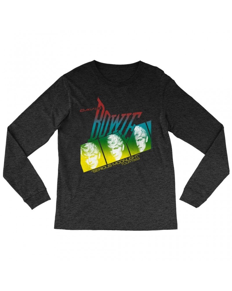 $11.38 David Bowie Long Sleeve Shirt | Rainbow Ombre Serious Moonlight Concert Distressed Shirt Shirts