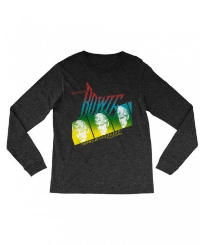 $11.38 David Bowie Long Sleeve Shirt | Rainbow Ombre Serious Moonlight Concert Distressed Shirt Shirts