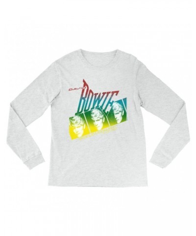 $11.38 David Bowie Long Sleeve Shirt | Rainbow Ombre Serious Moonlight Concert Distressed Shirt Shirts