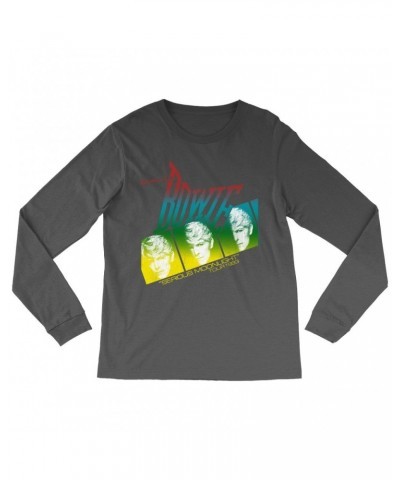 $11.38 David Bowie Long Sleeve Shirt | Rainbow Ombre Serious Moonlight Concert Distressed Shirt Shirts