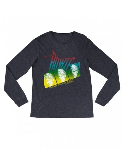 $11.38 David Bowie Long Sleeve Shirt | Rainbow Ombre Serious Moonlight Concert Distressed Shirt Shirts