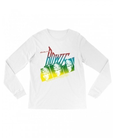 $11.38 David Bowie Long Sleeve Shirt | Rainbow Ombre Serious Moonlight Concert Distressed Shirt Shirts