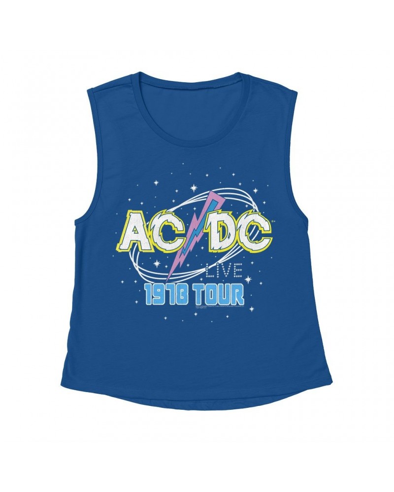 $14.50 AC/DC Ladies' Muscle Tank Top | LIVE 1978 Tour Design Shirt Shirts