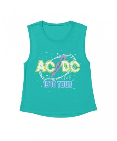 $14.50 AC/DC Ladies' Muscle Tank Top | LIVE 1978 Tour Design Shirt Shirts