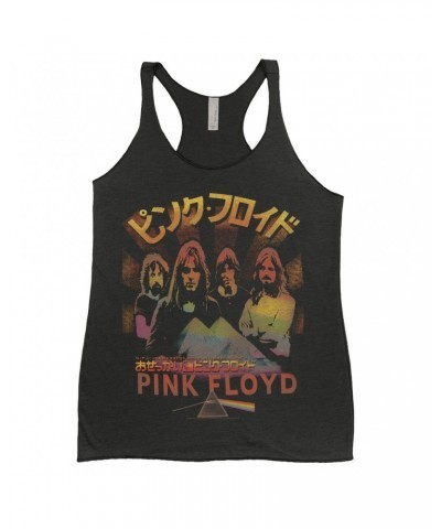 $12.45 Pink Floyd Ladies' Tank Top | Prism & Pyramids Japanese Poster Distressed Shirt Shirts