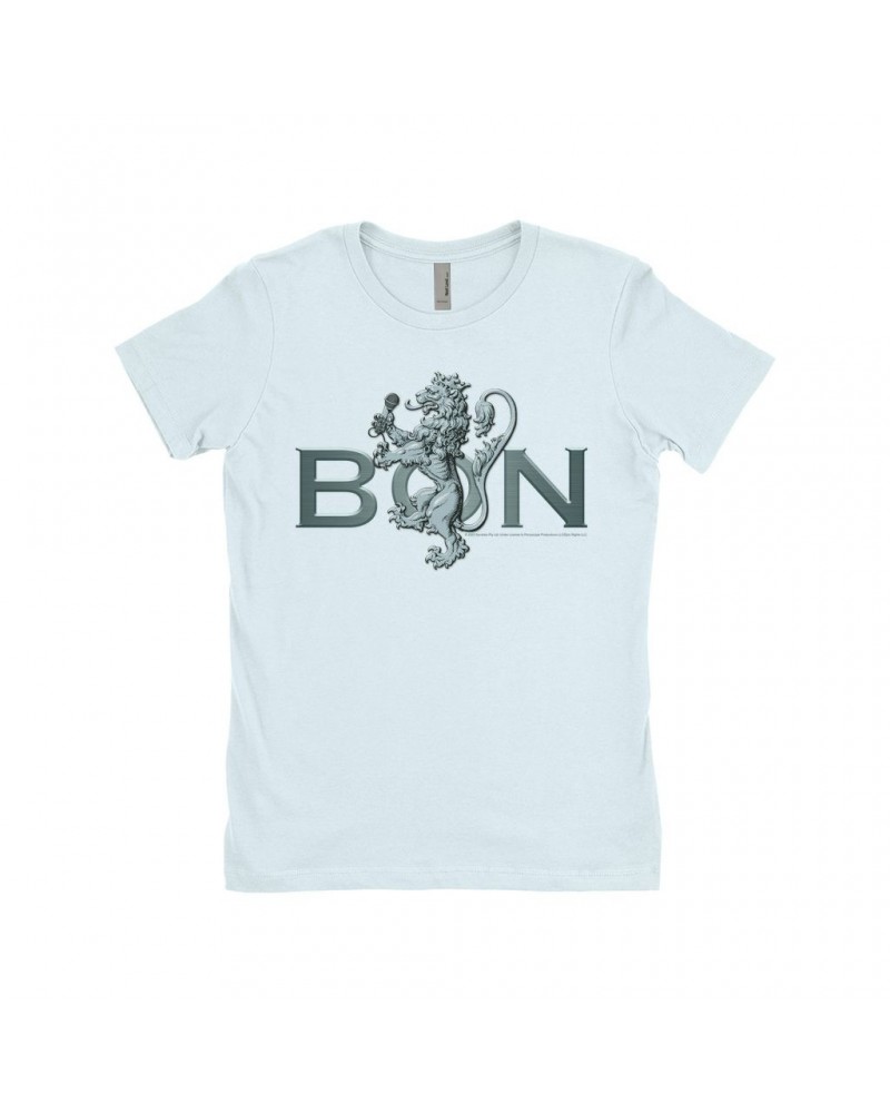 $8.48 Bon Scott Ladies' Boyfriend T-Shirt | Bon Lion White Shirt Shirts