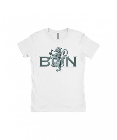 $8.48 Bon Scott Ladies' Boyfriend T-Shirt | Bon Lion White Shirt Shirts